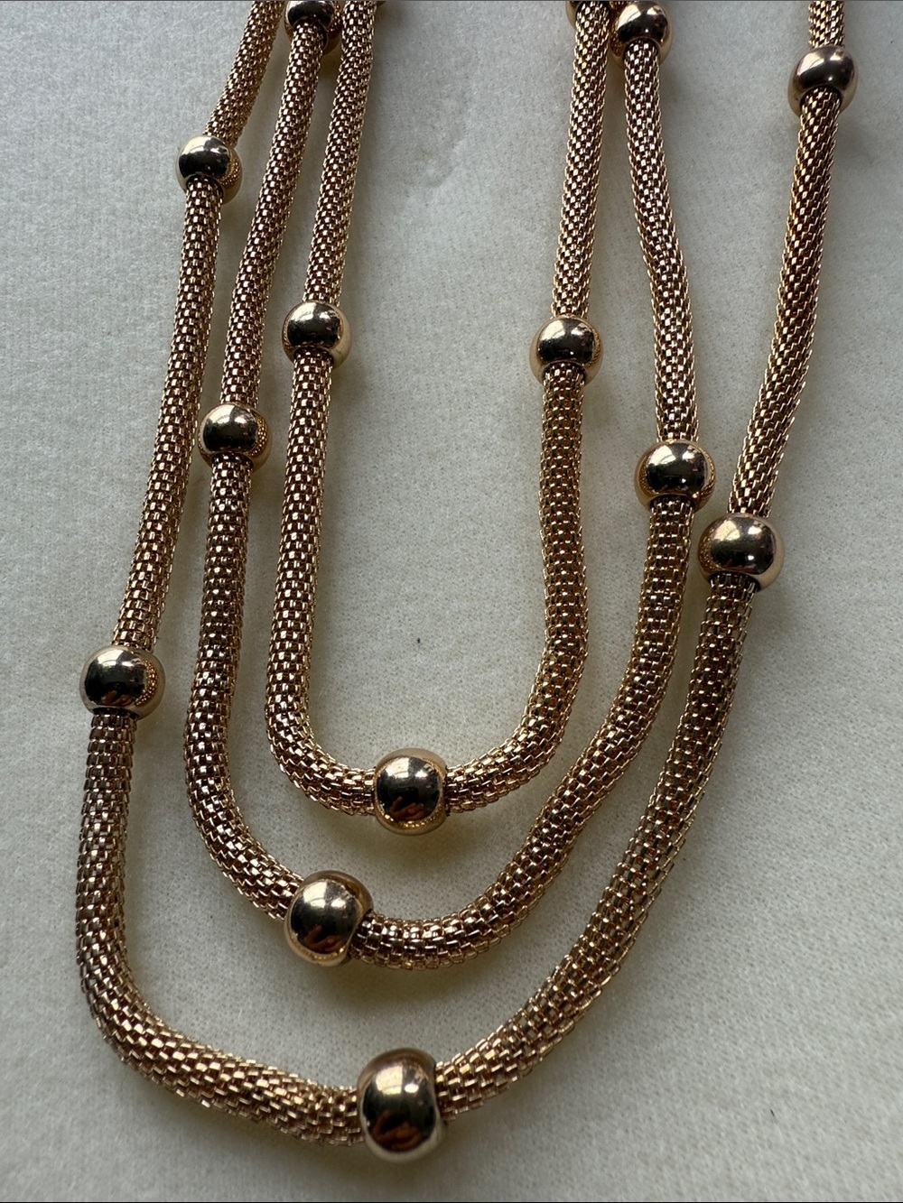 Layered Rose Gold Bead Mesh Necklace - Women Jewelry|18”
